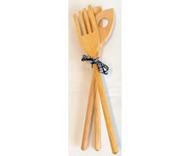 SET FORK/SPATULA/SPOON WITH HOLE 32 CM OILED BIRCH