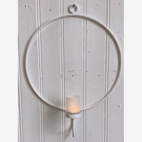 WALL LANTERN RING WITH GLASS 36 CM WHITE
