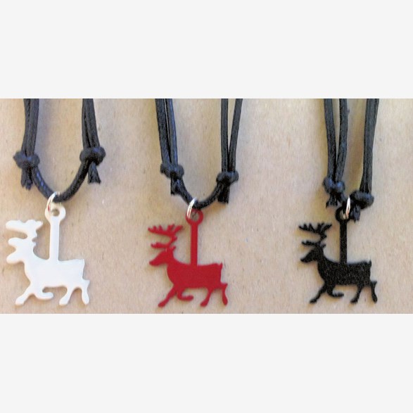 CHARM IRON REINDEER WITH LEATRHER RIBBON 23MM