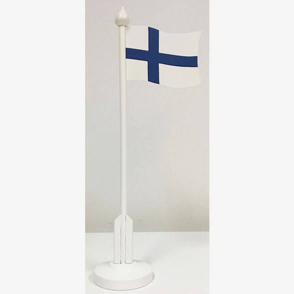 FINSK FLAGGA 32CM VIT STÅNG