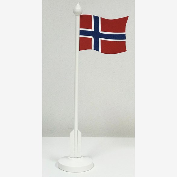 NORSK FLAGGA 32CM VIT STÅNG